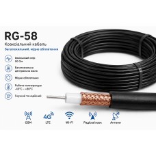 Коаксіальний кабель RG-58, багатожильний, мідне обплетення